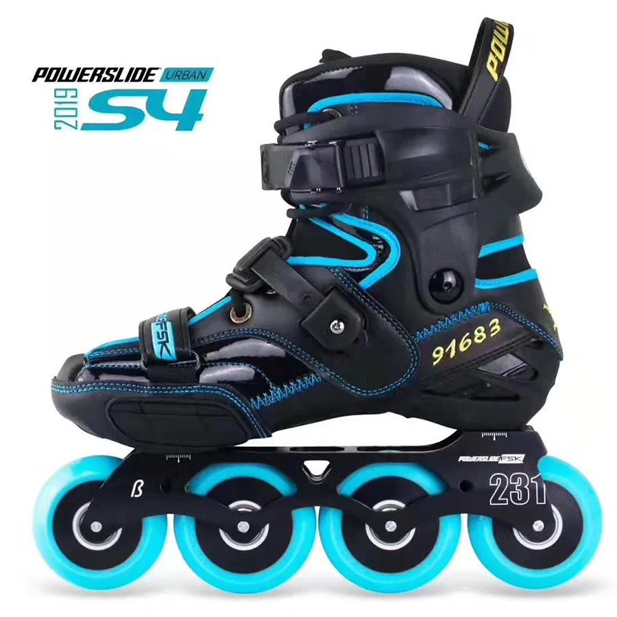 Черный золотой POWERSLIDE S4 профессиональные слалом коньки для взрослых роликовые коньки обувь скольжения коньки