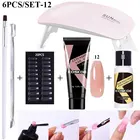 Набор для наращивания ногтей, 6 Вт светодиодсветодиодный лампа, полный набор для маникюра, набор для быстрого наращивания ногтей, набор акриловых гелей для ногтей, набор инструментов