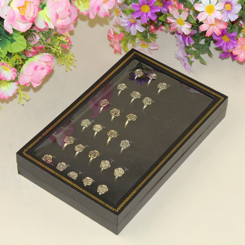 

Velvet Jewelry Ring Display Organizer Case Tray Holder Earring Storage Box