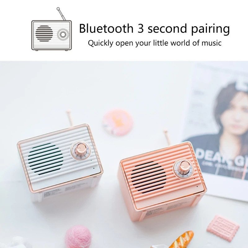 

Audio Mobile Phone Portable Rechargeable Mini Retro Bluetooth Speaker Cute Outdoor Mini Speakers