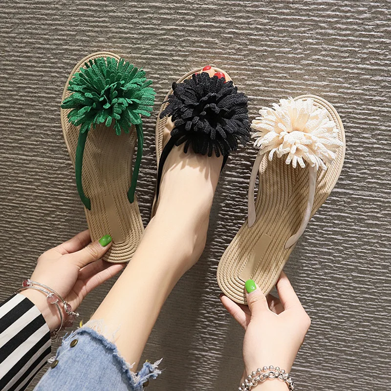 Сланцы Женские однотонные на плоской подошве милые лаконичные шлепанцы с