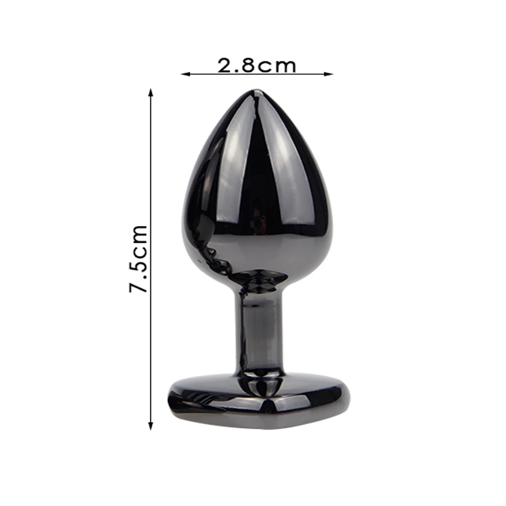 Intimate Gun Black Metal Anal Plug Heart Crystal Base Mooth Butt Vibrator Bead Couple Anus Dilator Toys for Women | Красота и