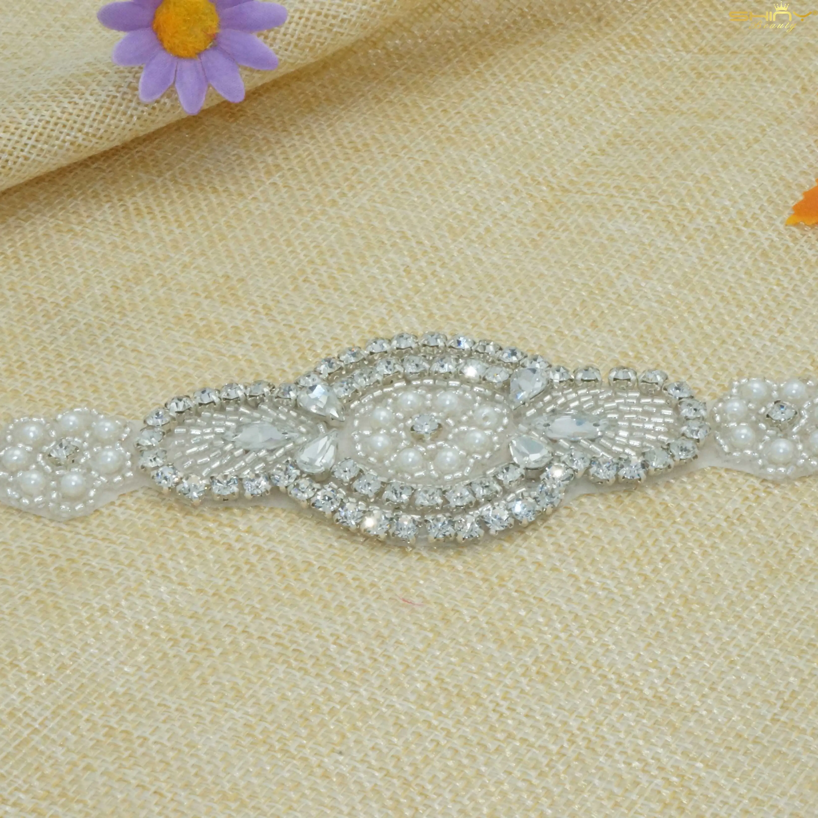 Роскошные стразы аппликация Лента Свадебная со стразами пояс для свадебного