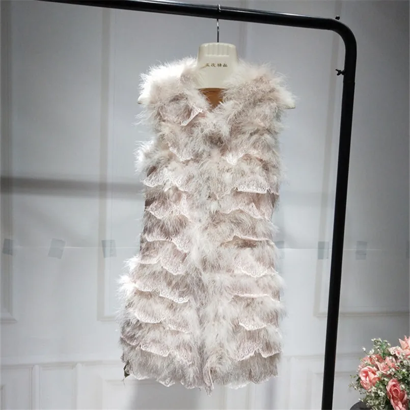 Женский меховой жилет из натурального страусиного пера Женская куртка одежда с