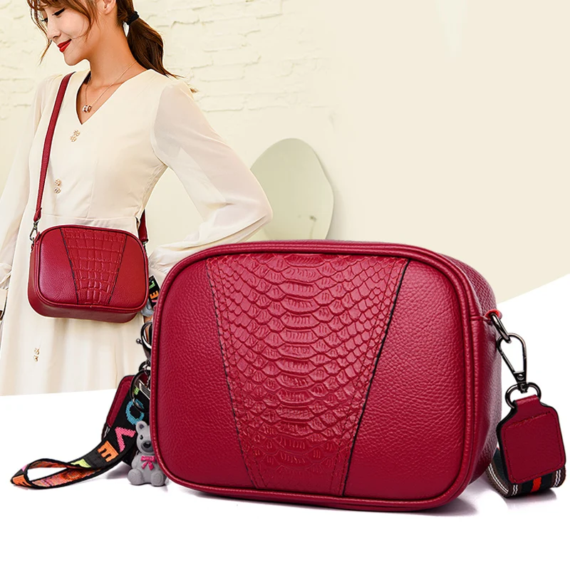 

Women's Bag Genuine Leather Crossbody Bag Double Straps Shoulder Bag Real Cowhide Messenger Bag Brand Fashion Design Handbag