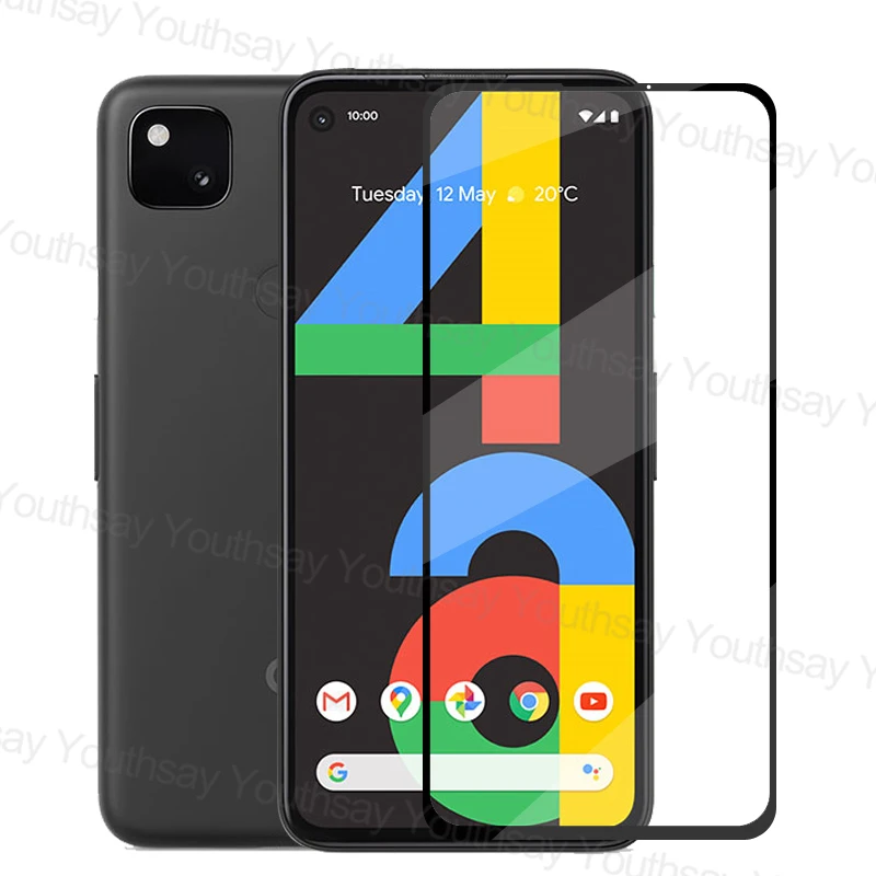 Protector de pantalla 4 en 1 para Google Pixel 4A 5G, vidrio templado para Pixel 4A 5G, pel&iacute;cula protectora de tel&eacute;fono para Google Pixel 4A 9H-0