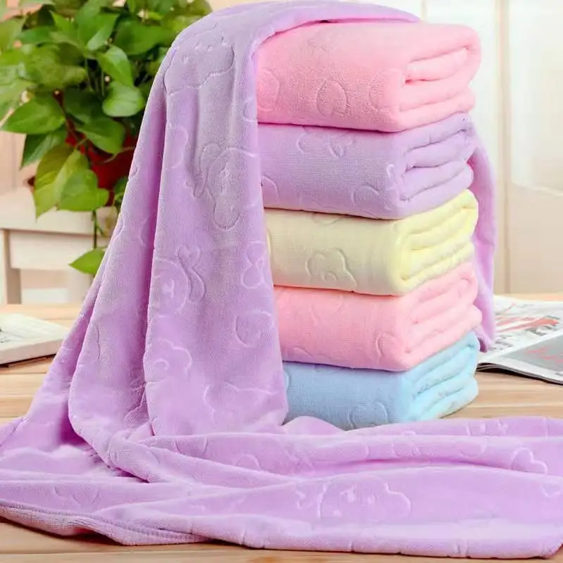 Embossed Bear Absorbent Bath Towel Microfiber Beach Comfort Breathable Shower Towel 70x140cm Soft Home Supplies 2021