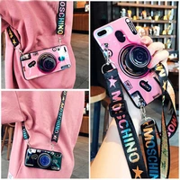 POCO Case Retro Camera Phone Case For Xiaomi POCO NFC 2020 Fashion Silicone Soft Back Cover With Strap Fundas
