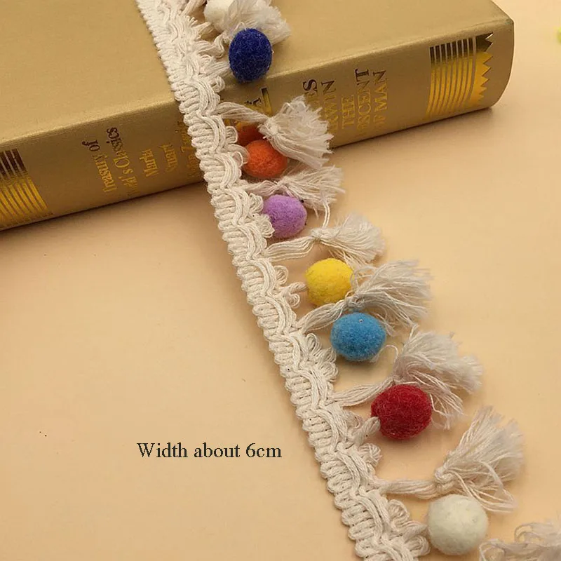 1-3yards хлопковая прошитая декоративные босоножки с помпонами С кисточкой ленты