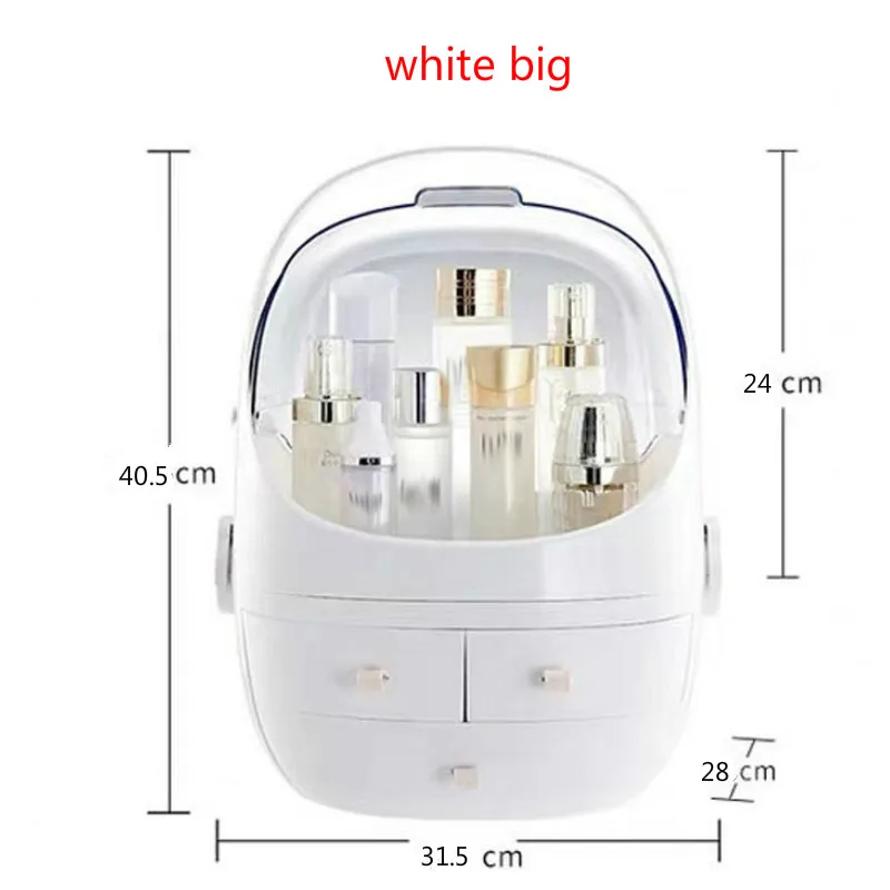 white big size Довольно портативный водонепроницаемый макияж Косметическая коробка Анти Пылезащитный Чехол Органайзер Ящик Пластиковый косметический контейнер для хранения ювелирных изделий макияж - Цвет: white big size