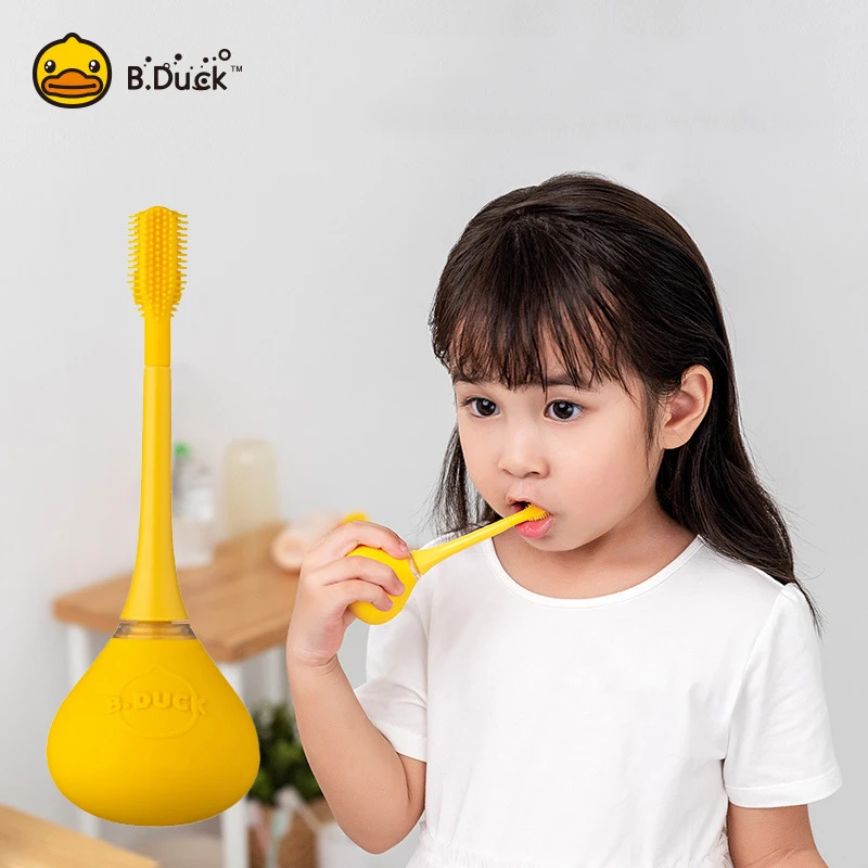 B. DUCK Kids электрическая зубная щетка 360 ° детская силиконовая ультразвуковая