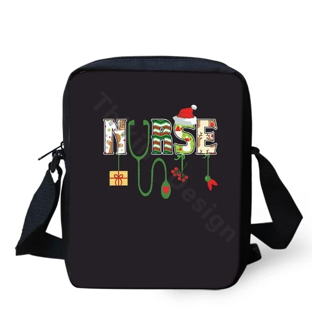 Миниатюрные милые рождественские сумки-мессенджеры для медсестер с узором под горло для женщин и мужчин, повседневные любимые сумки через ...