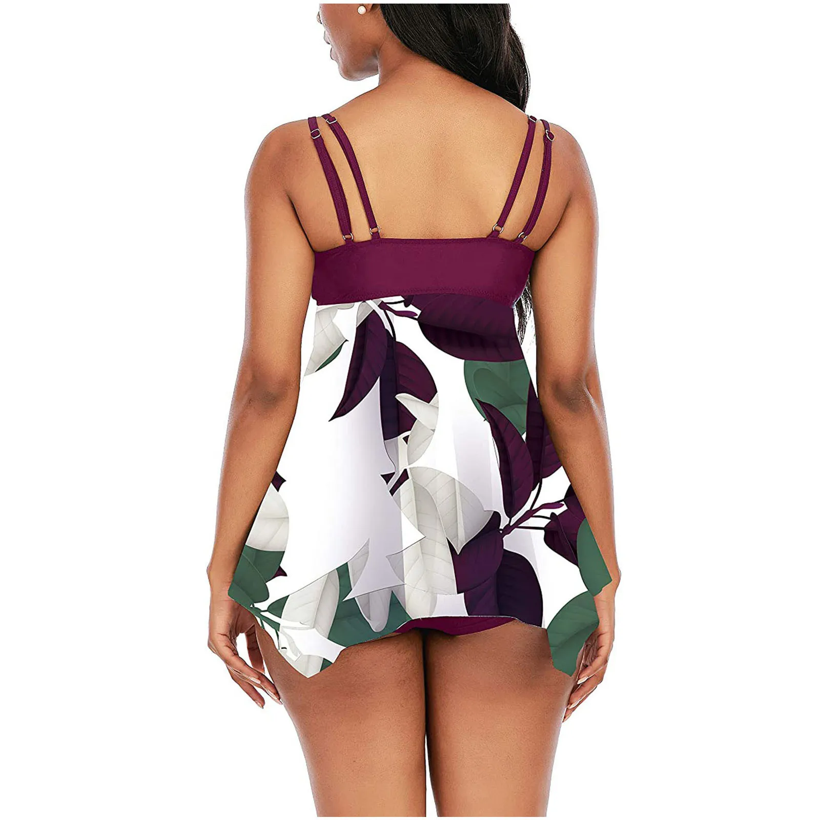 

Women Splicing Print Split Swimwear Bathing Swimwear High Waisted Tummy Control Suits Fashion Ladies Two Pieces Swimsuit