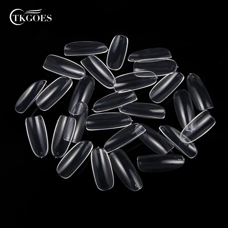

500pcs/pack Oval False Nails Acrylic nail tips fullwell Transparent fake nails full cover French false nail art tips