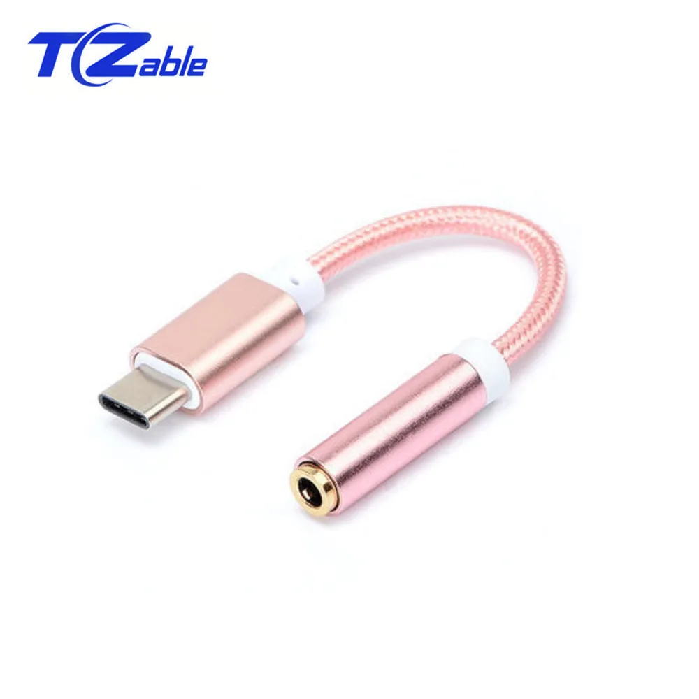1 Rose gold Кабель для наушников с разъемом usb type-C на 3,5, кабель для наушников с разъемом типа C на 3,5 мм, кабели для преобразования аудио для Huawei10 P20 Pro Mix 2 s, кабель AUX - Цвет: 1 Rose gold
