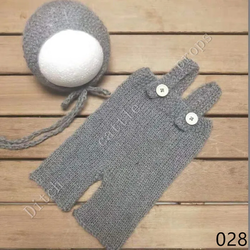 Для новорожденных комплект из мохер вязаный детский капот и штаны реквизит для