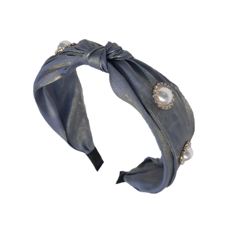 Женский обруч для волос с узлом повязка жемчугом и кристаллами женские