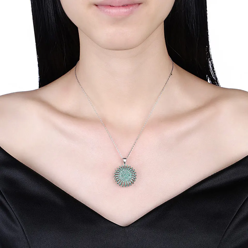 Женское колье из серебра 925 пробы с цирконом|Ожерелья| |