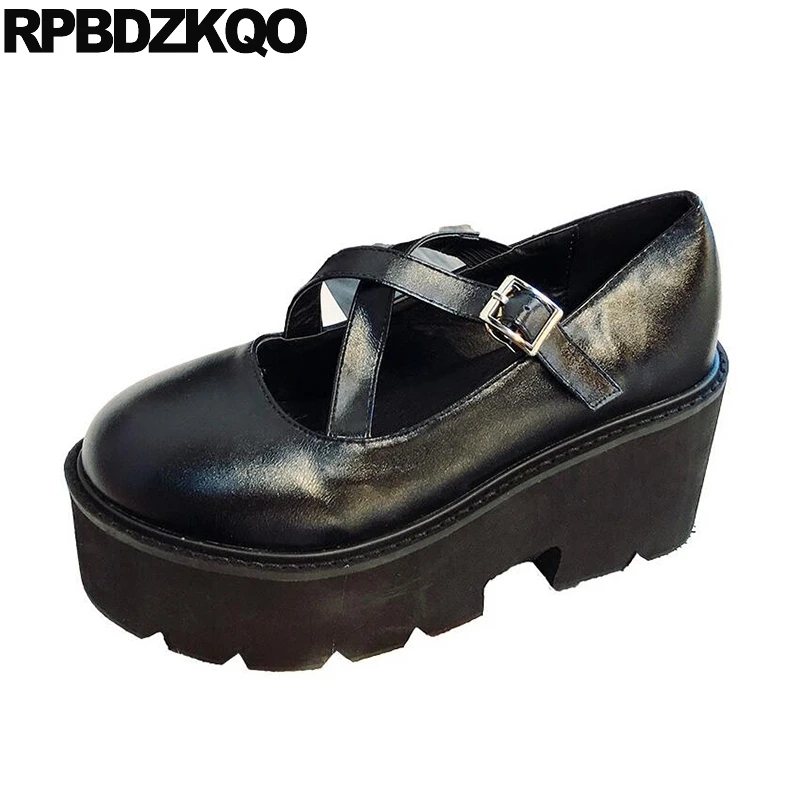 

lolita 2019 japanese black strap creepers casual platform wedge shoes ladies pumps china round toe cheap autumn high heels 8cm