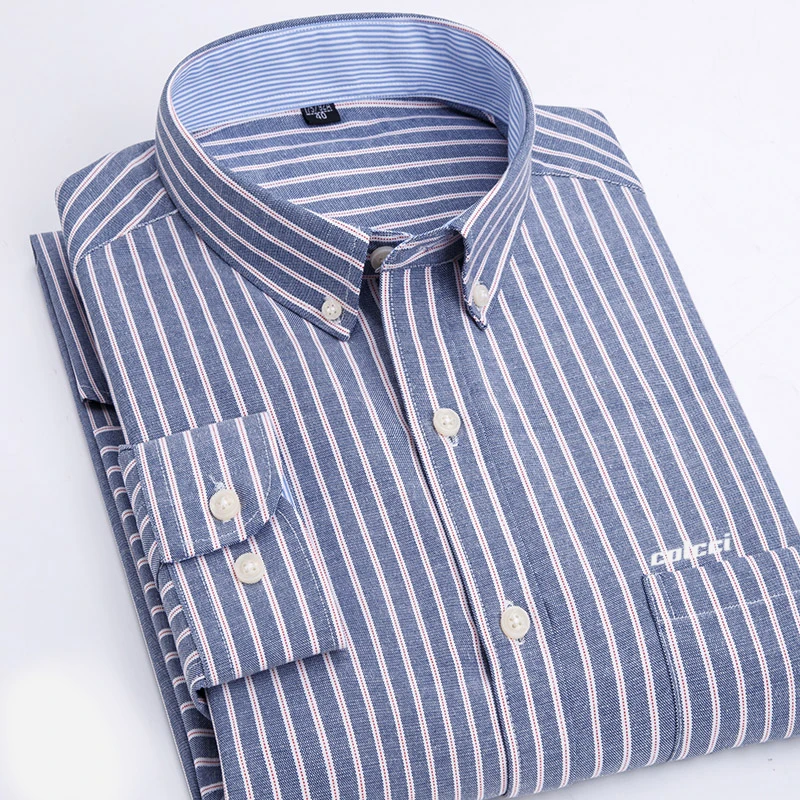 2020 REserved aramy Autumn New Arrival Colcci Men Shirt Striped Oxford Shirt Cotton Casual plai Oxford Wash and Wear