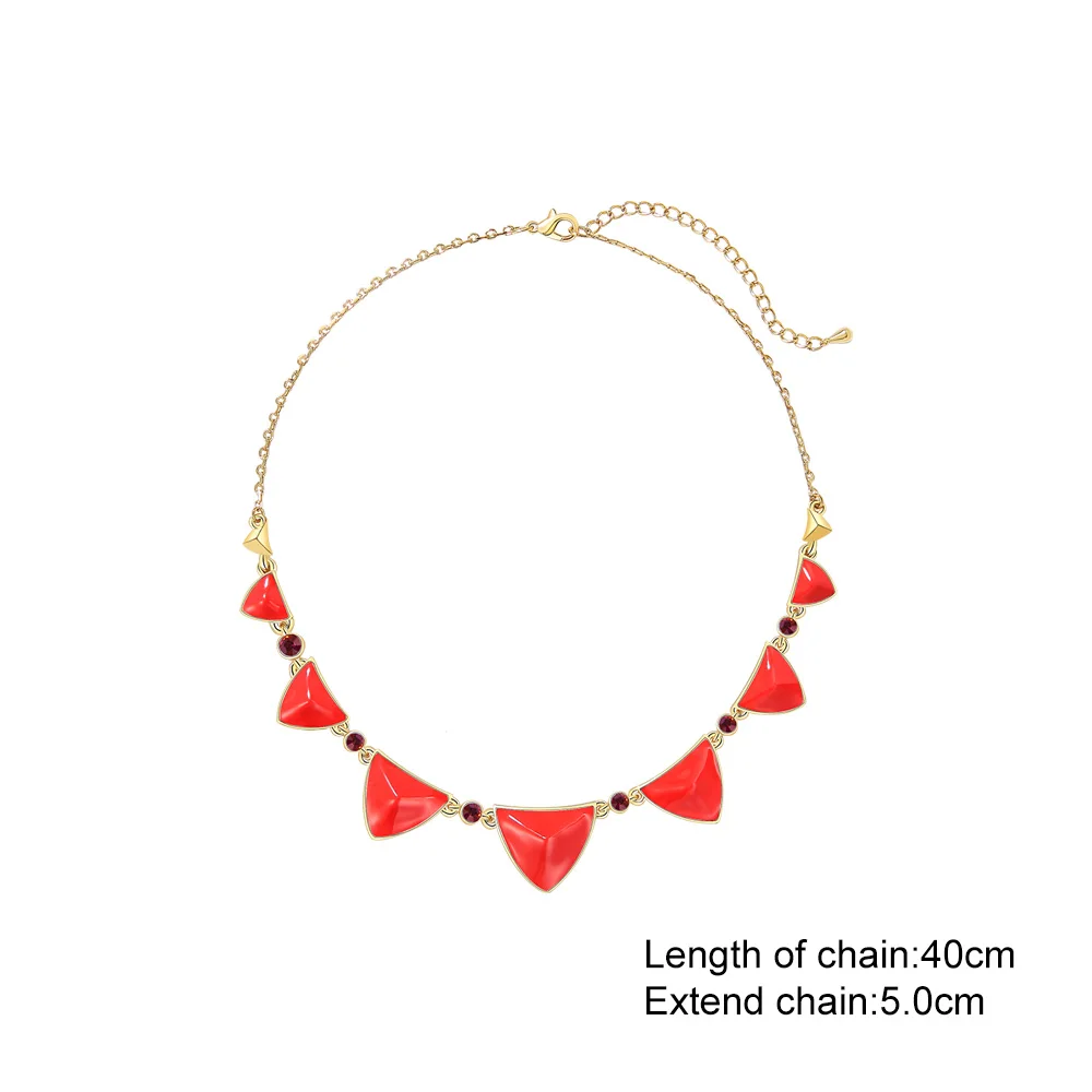 

Viennois Fashion Jewelry Gold Plated Chain Necklace With Red Crystal Rhinestone Korean Style Necklace