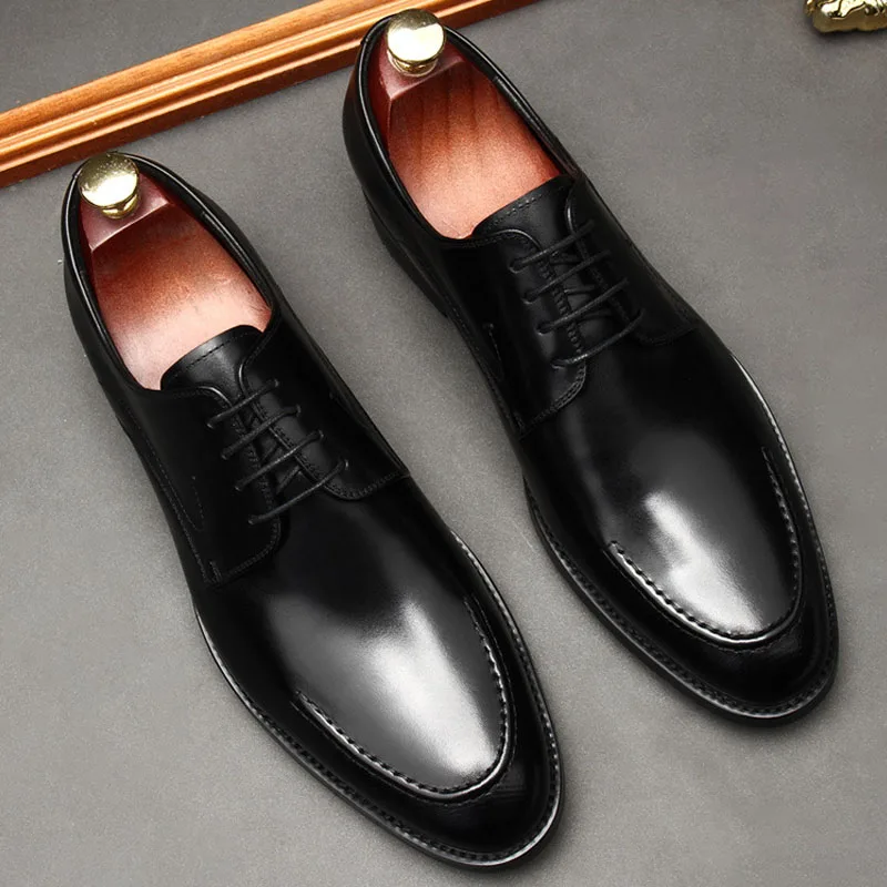 

Oxford Shoes Genuine Leather Black Office Shoe For Men Whole Cut Classic Dark Brown Formal Business Wedding Dress Shoes For Men