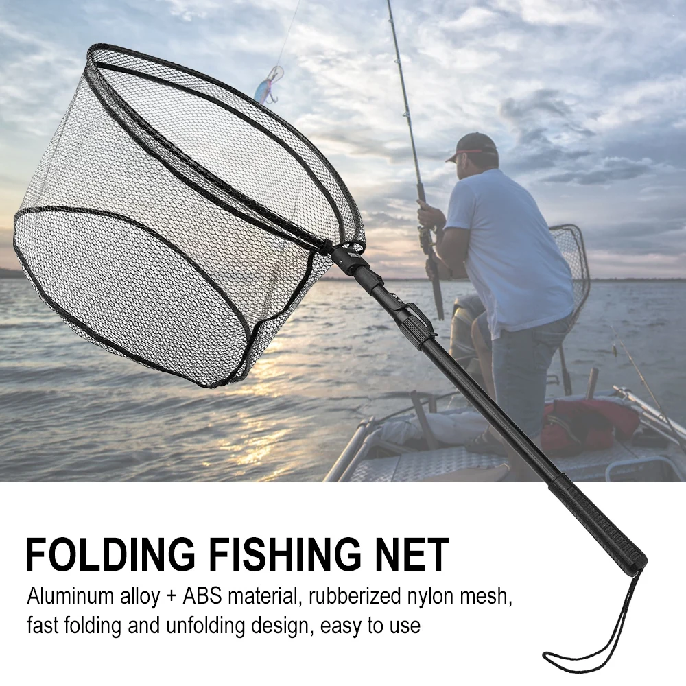 

LEO Portable 80cm Retractable Fishing Net Telescoping Foldable Landing Net Pole Folding Landing Net For Fly Fishing