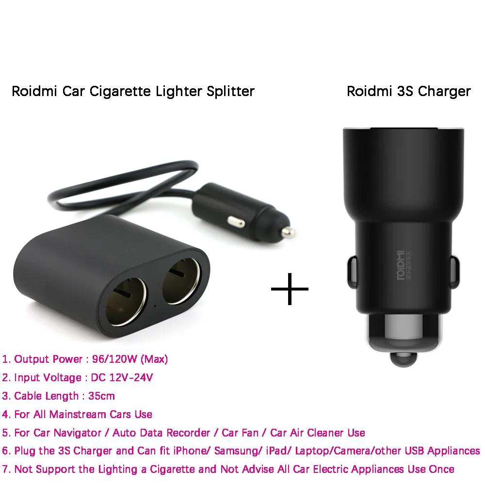 B 3S add Splitter Xiaomi ROIDMI 3S Bluetooth 5 в 3.4A автомобильное зарядное устройство с умным приложением для iPhone и Android умное управление USB музыкальный плеер - Тип штекера: B 3S add Splitter