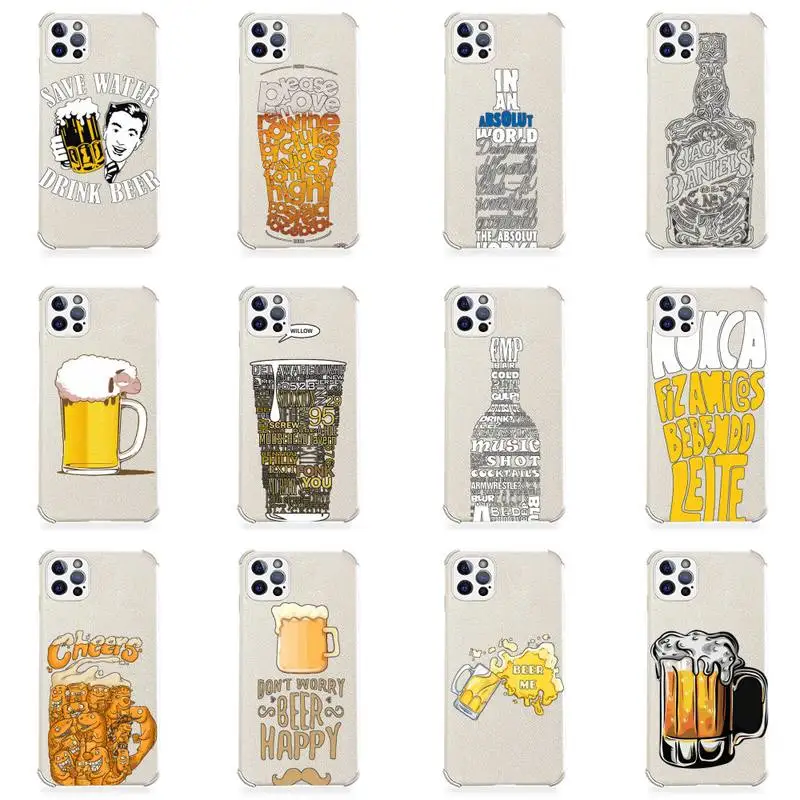 

Beer Alcohol Vodka Phone Case Lambskin Leather For iphone 12 11 8 7 6 XR X XS PLUS MINI PLUS PRO MAX Shockproof