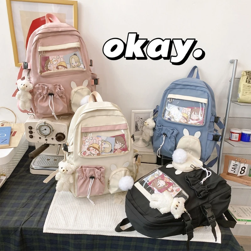 Женский милый школьный рюкзак с мультипликационным рисунком повседневный