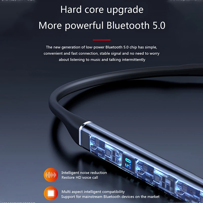 Беспроводные спортивные наушники Bluetooth со светодиодным дисплеем