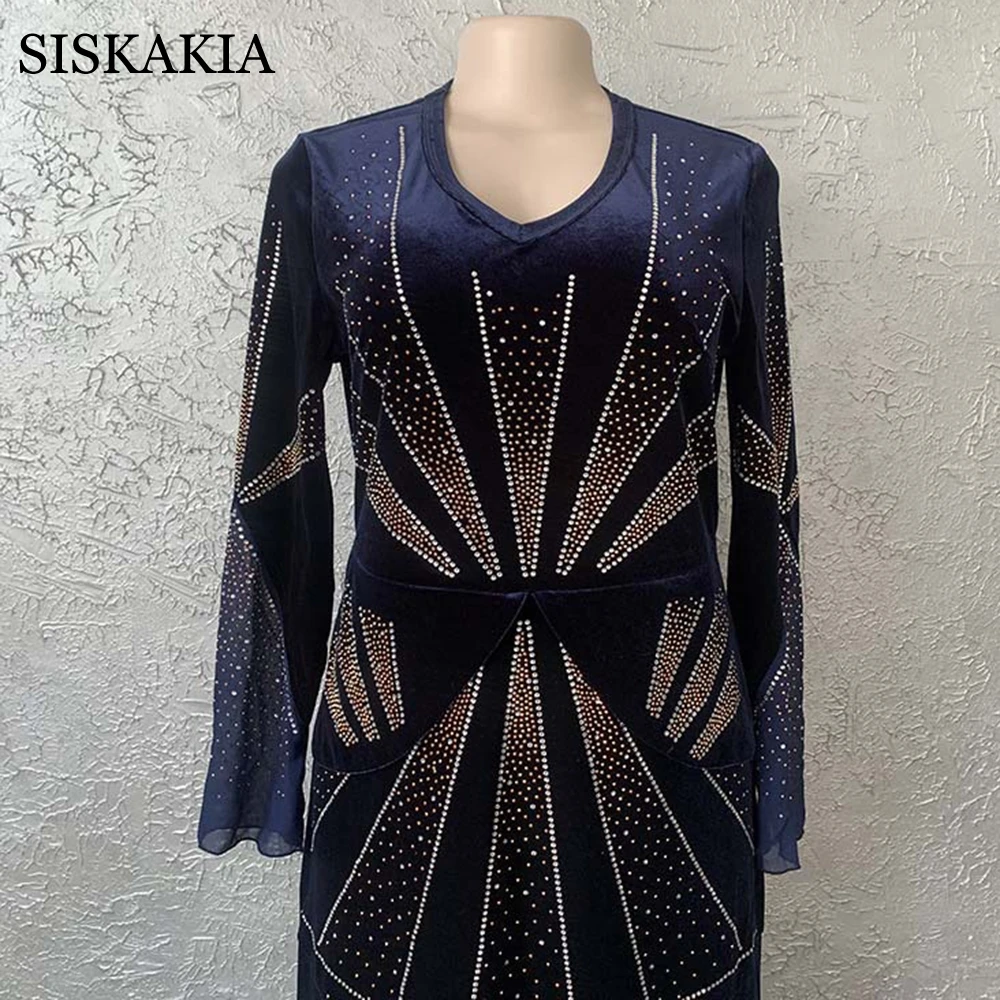 Siskakia зимние платья для женщин v-образный вырез длинный рукав этническая Африка