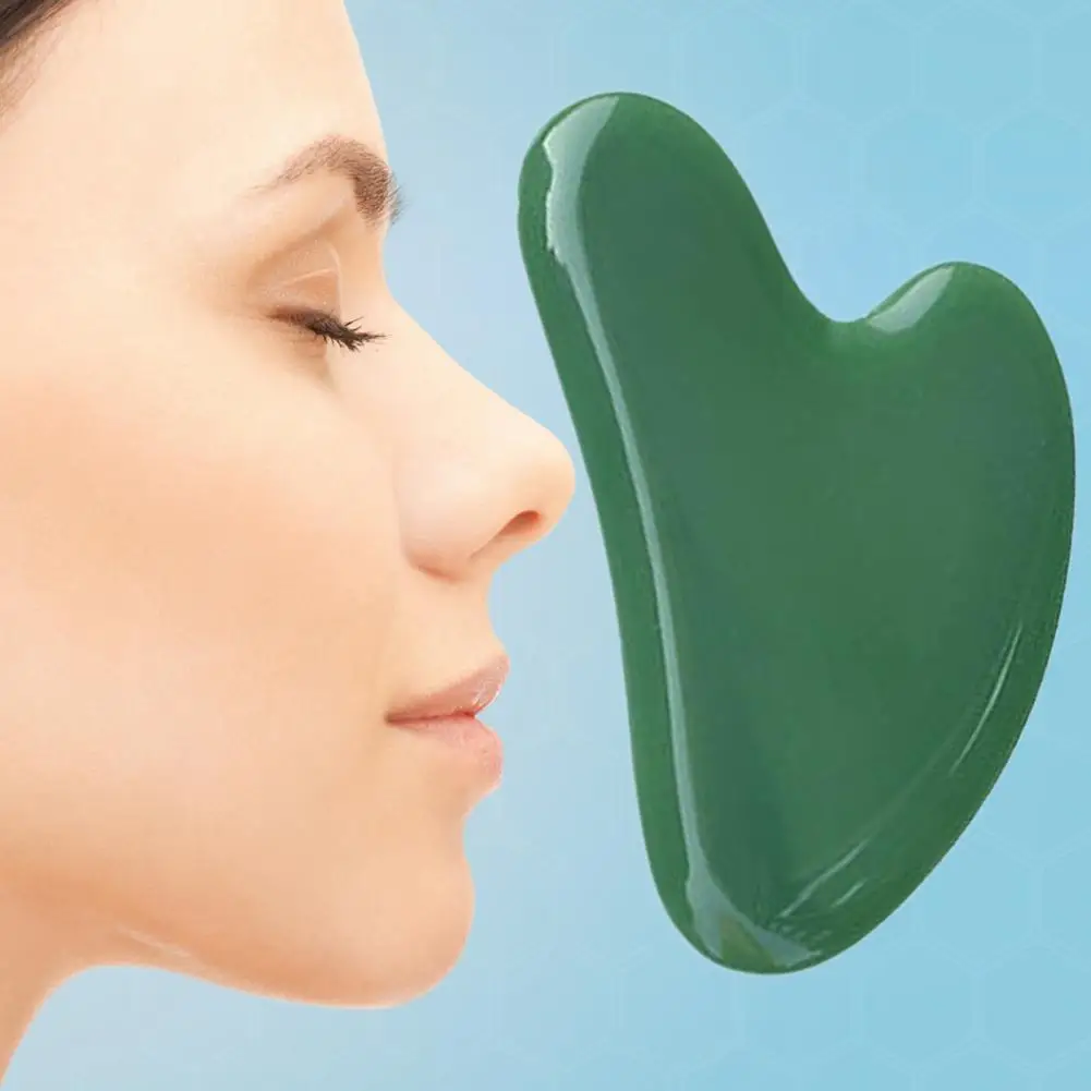 

Natural Jade Facial Guasha Tool Heart-Shaped Prevent Wrinkle Green Wrinkle Reducing Massage Stone for Adult гђаа скѬебок