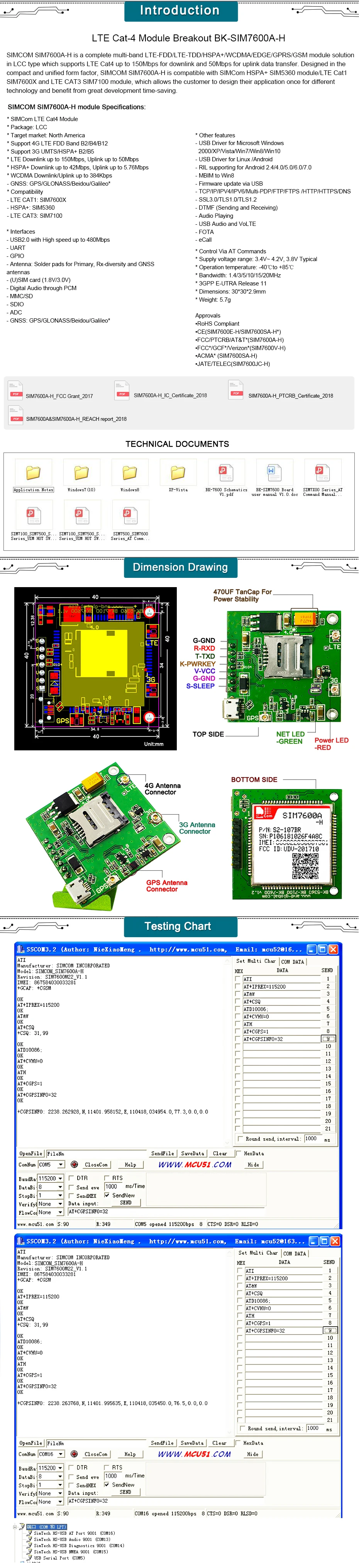 SIMCom SIM7600A-H LTE CAT4 аудио США, SIM7600A-H тестирование мини плата 3,3 в ttl логика 1 шт