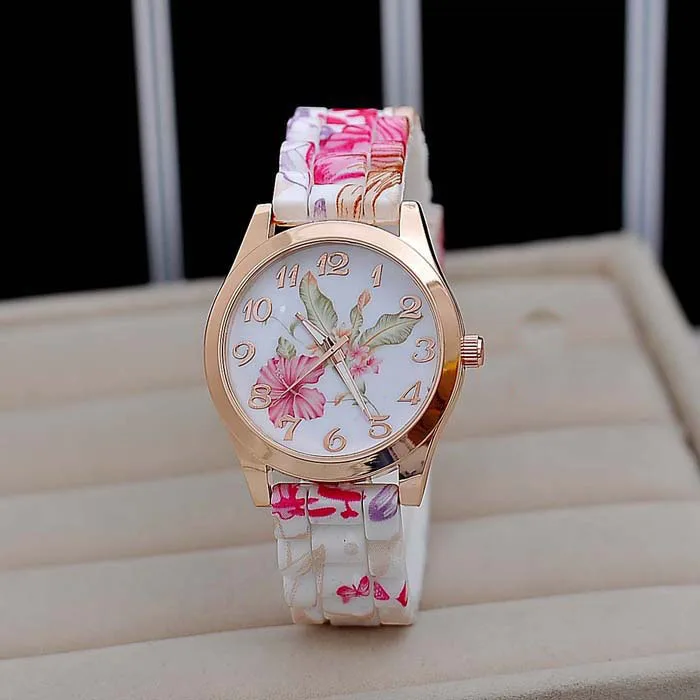 

Wristwatch Fashion Women's Girl Watch Silicone Printed Flower Causal Quartz Wristwatches Watch Women 2020jul3 Watches Pk