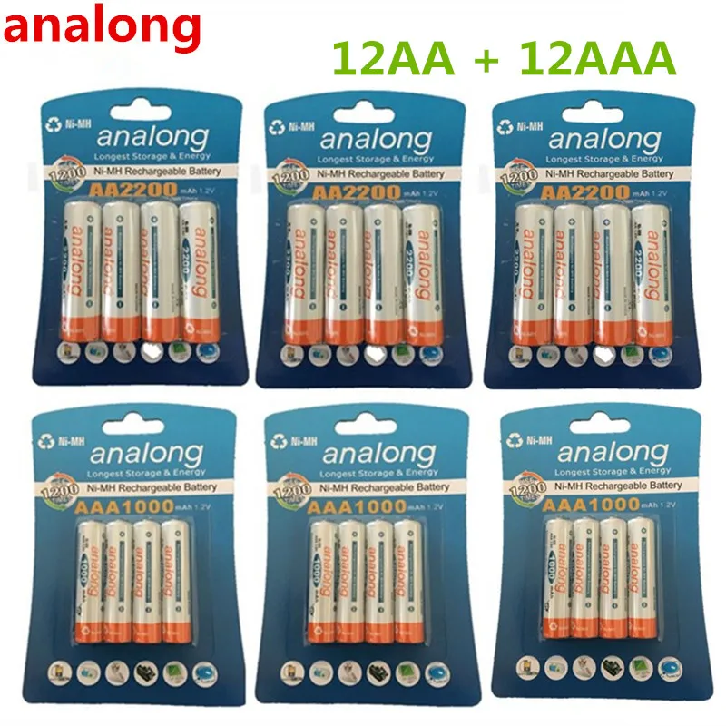 Аккумуляторная батарея analong 2200 мАч 1 2 в AA + ni mh 1000 мАч|battery 1000mah|aa rechargeableaa rechargeable battery