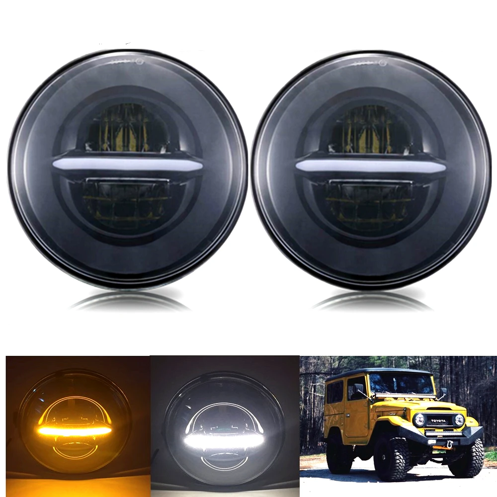 Точка круглый светодиодный 7 дюймовые фары для джипа Wrangler JK TJ белый янтарь DRL