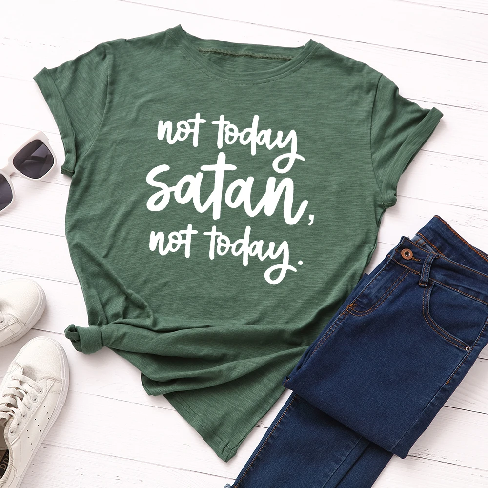 

Not Today Satan Halloween Graphic T Shirts for Women Cotton Short Sleeve Tee Female Shirt Tops Summer Casual Print Clothes Gifts