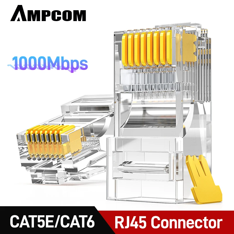 AMPCOM CAT5e/CAT6 UTP 50U RJ45 модульный разъем 8P8C обжимной Конец Ethernet кабель