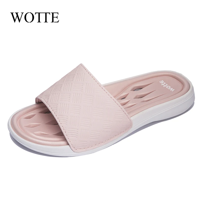 WOTTE/мужские шлепанцы Летние домашние тапочки для пар Модные Мужские сандалии на