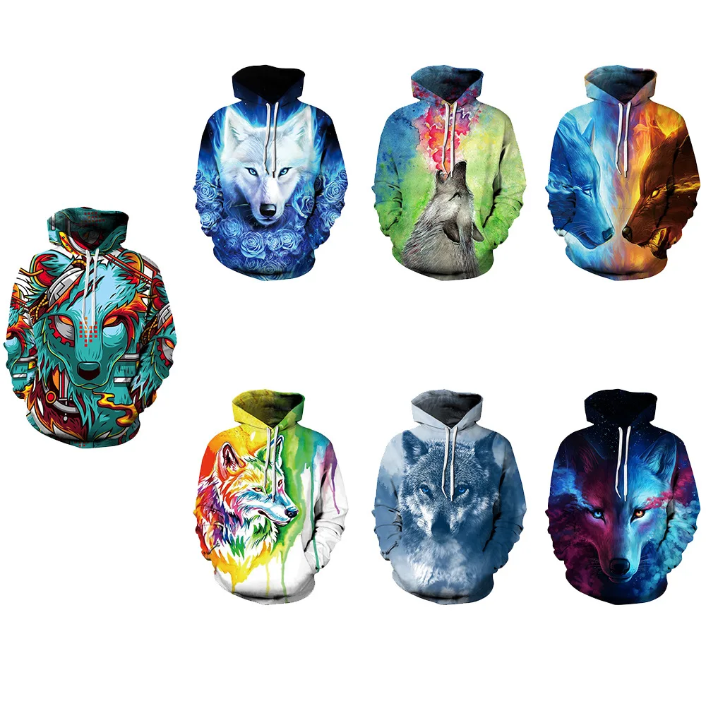 8 Цвет унисекс S 3XL пуловер Топы для женщин/мужчин волк 3D принт повседневные