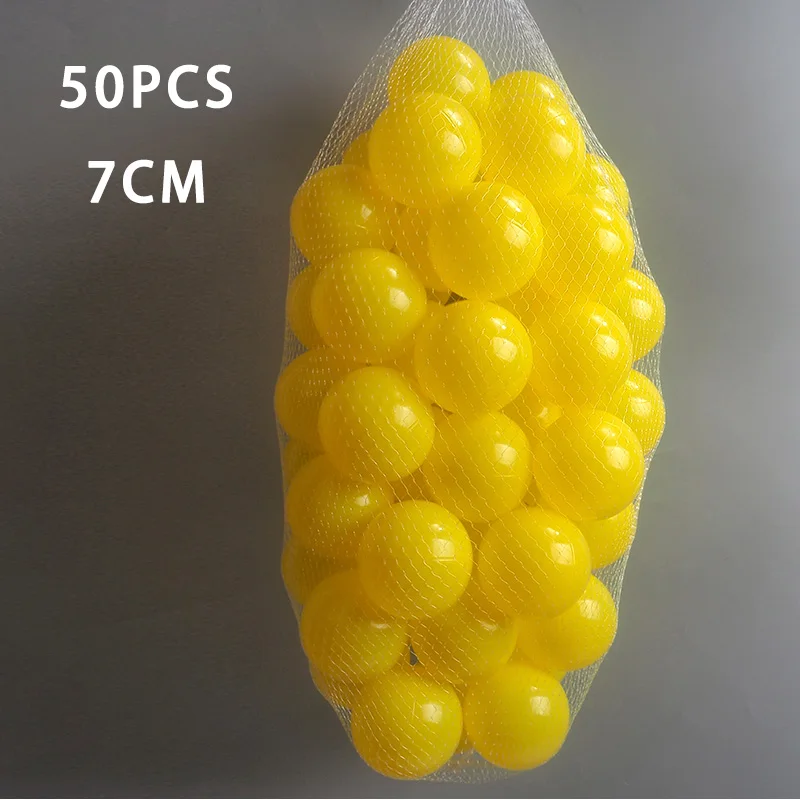 WJ3709YELLOW 7 см/50 шт экологически чистые красочные Мячи Мягкие пластиковые океанские шарики прозрачные воды океанские волнистые шарики игрушки для детей Малыш Ребенок - Цвет: WJ3709YELLOW