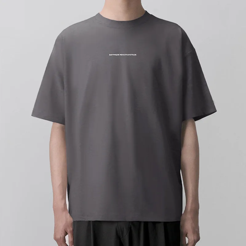 

Bayi Weizhi simple and loose t-shirt men's small letter printing short sleeve basic summer lovers ice porcelain cotton fashion