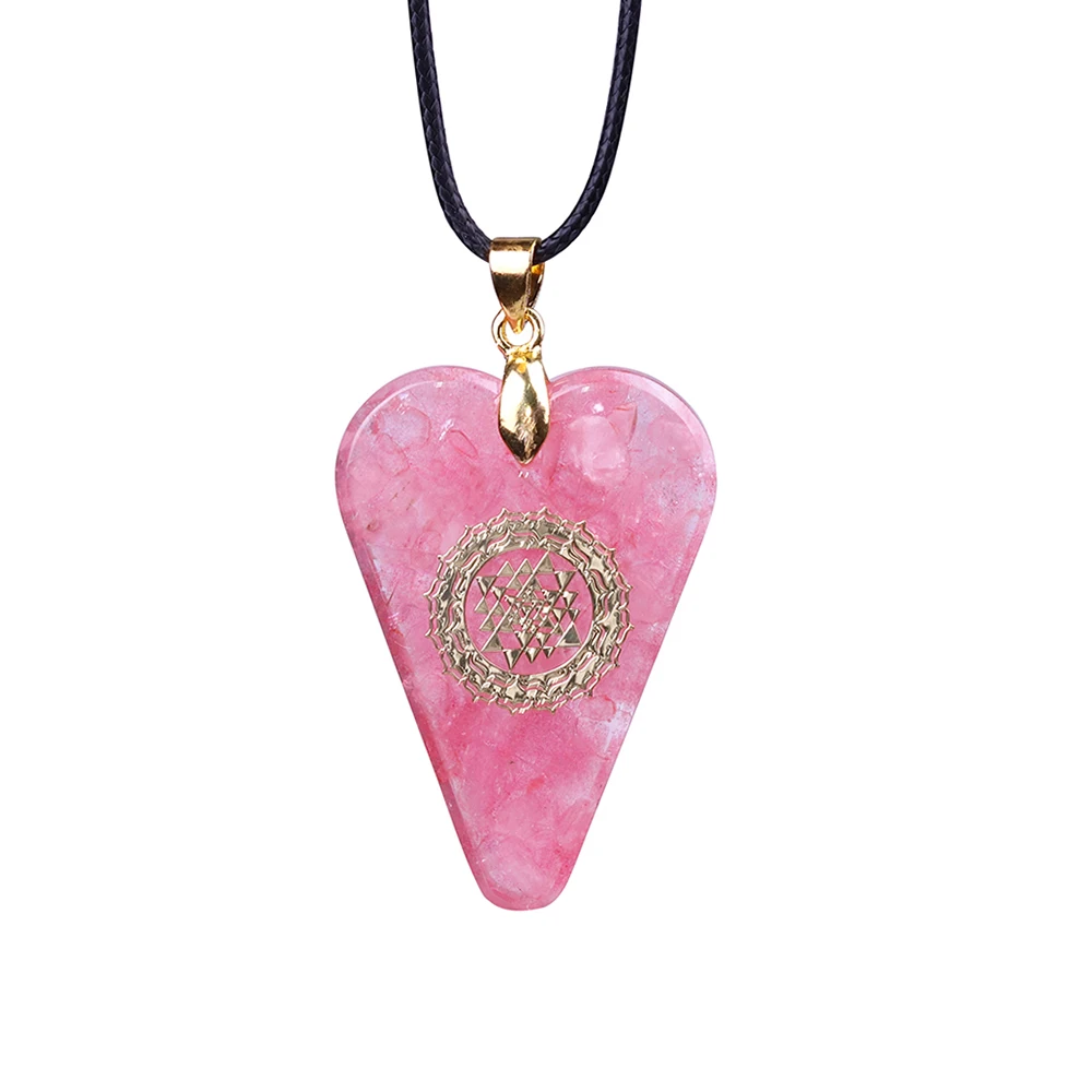 Ожерелье из оргонита розовый кварцевый кулон в форме сердца Исцеляющие