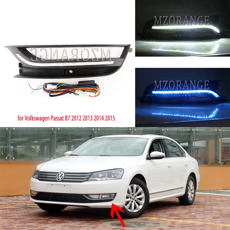 Для Volkswagen Passat B7 2012 2015 белого и синего цвета светодиодный Габаритные огни фары