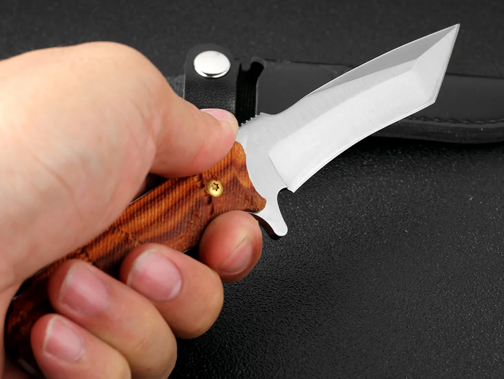 KKWOLF полный Tang охотничий нож с фиксированным лезвием карманный тактический для