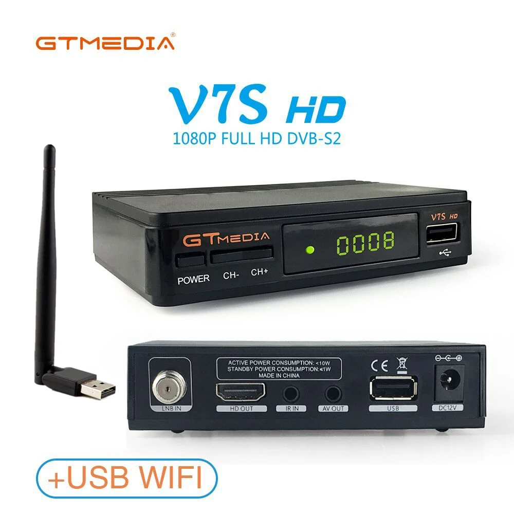 Спутниковый ресивер GTMedia V7S2X Full HD DVB S2 ТВ Декодер + USB Wi Fi обновление через V7S TV