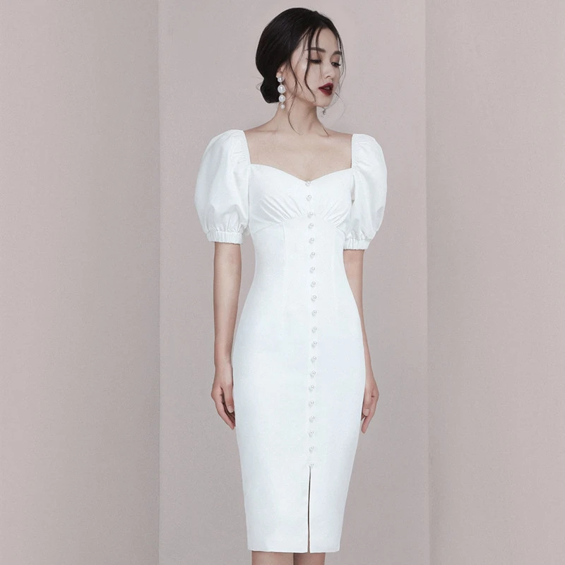 2019 сексуальное женское платье с коротким разрезом и открытой спиной квадратным