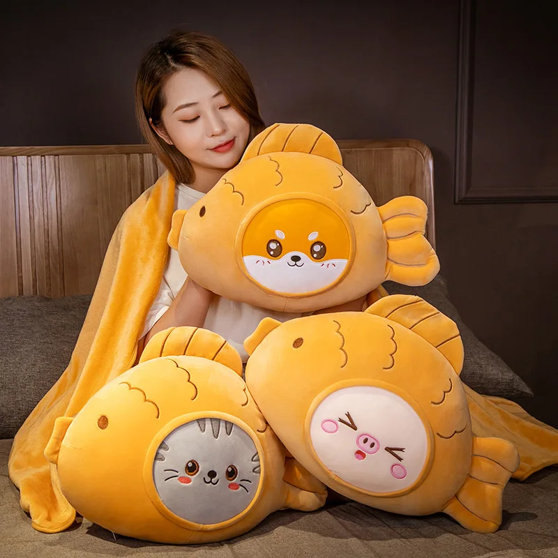 Настоящая жизнь подушка в форме рыбы с одеялом набивные животные плюшевые