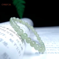 cynsfja real certified natural hetian jade nephrite lucky amulets women jade bracelets 6 5mm high quality light green best gift